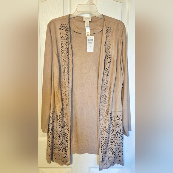 Chico's Faux-Suede Perforated Duster Jacket NWT - Picture 3 of 8